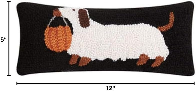 Peking Handicraft 31TG833C05OB Halloween Dachshund Hook Pillow, 12-inch Length
