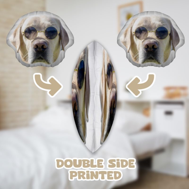 Custom Pet Pillow with Photo - Personalized Face Dog Cat Shaped Pillow - Personlized Pet Memorial Gifts for Loss of Dogs - Birthday Gift for Pets Lover - White Elephant Gift for Mom Dad