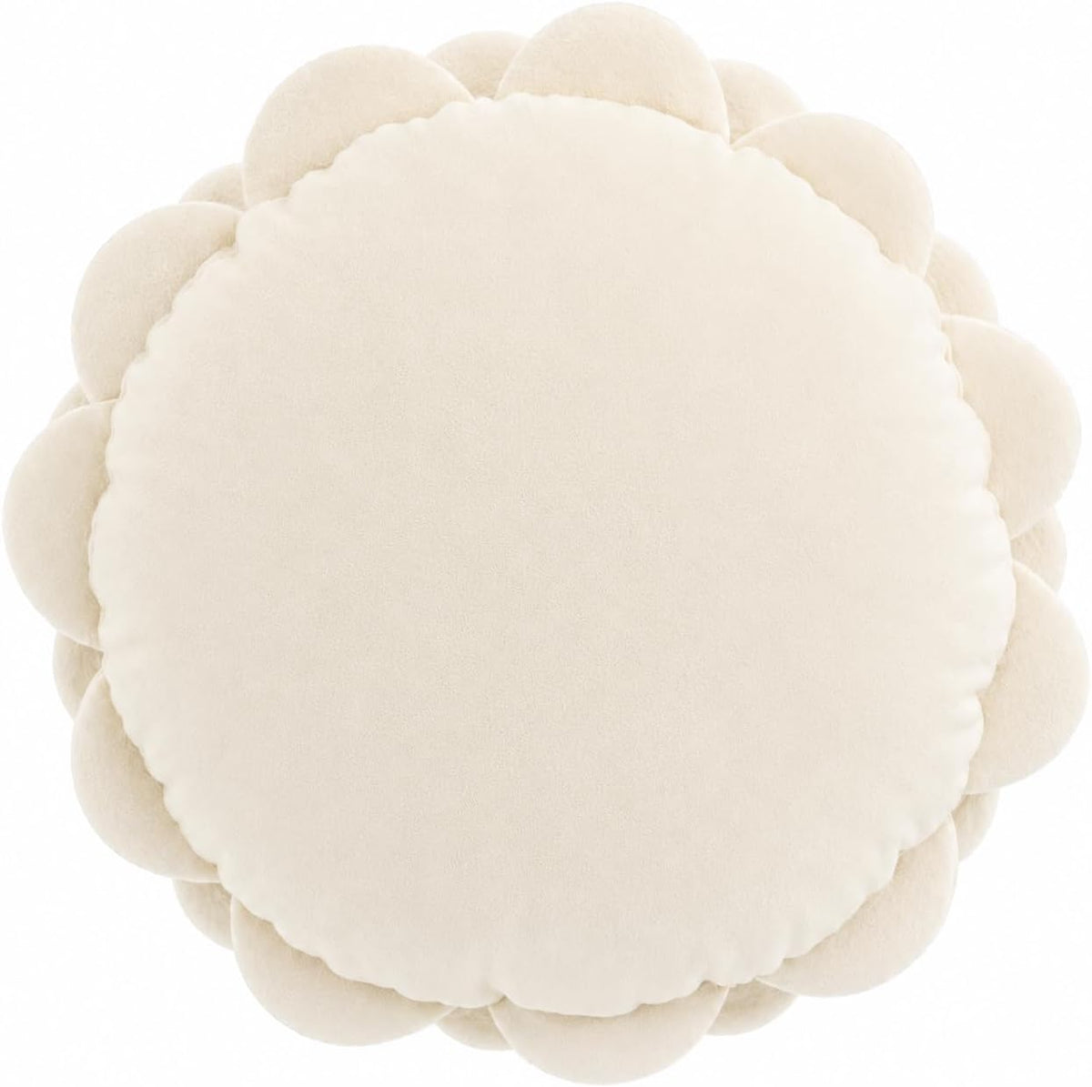 Fennco Styles Eva's Flower Garden Decorative Filled Throw Pillow 13" Round - Floral Accent Pillow for Home, Couch, Bed, Living Room, Holiday and Office Décor (Ivory)