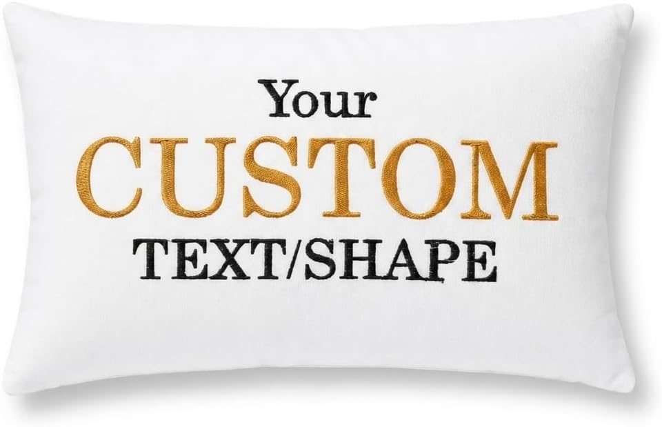 Create Your Own Embroidered Throw Pillow – Personalized with Name, Quote, Monogram, Logo or Shape – Handmade on Durable Cotton – Thoughtful Gift Idea for Loved Ones, Home Accent or Special Occasions