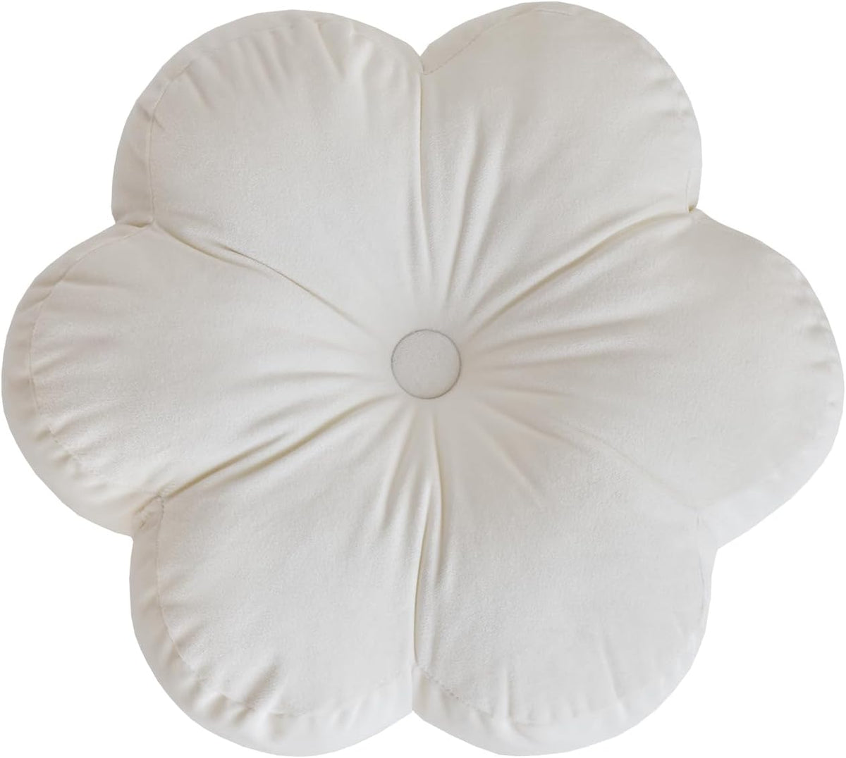 Flower Shaped Round Throw Pillow, Decorative Seat Cushion, 15", Ivory White