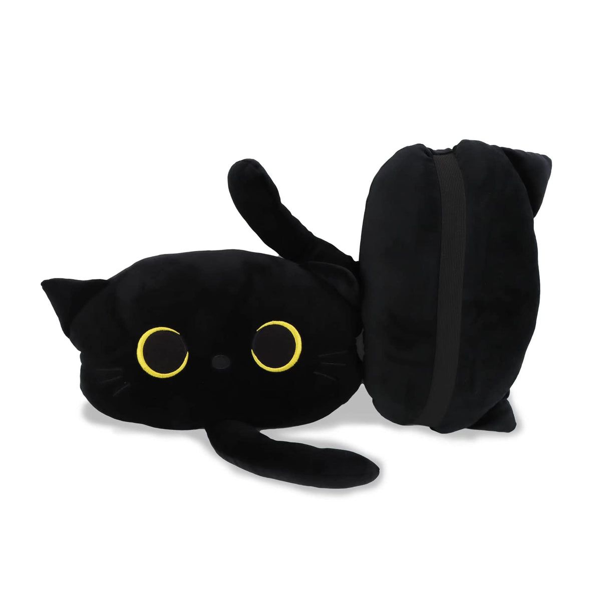 Black Cat Car Headrest Pillow Neck Support Plush Cushion for Driving Seat (2 pcs)