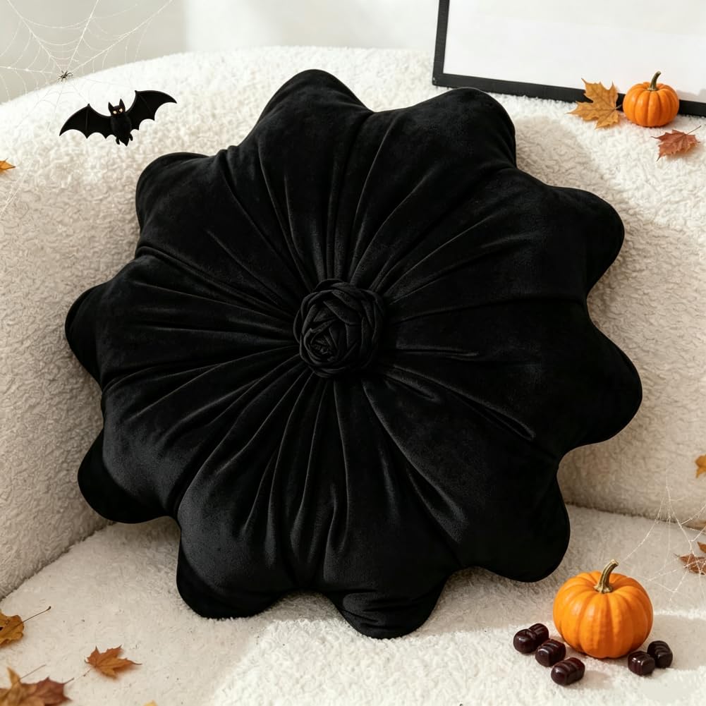15.7 Inches Round Throw Pillows Velvet Flower Chair Cushion for Couch Sofa Chair Bed Home Decoration