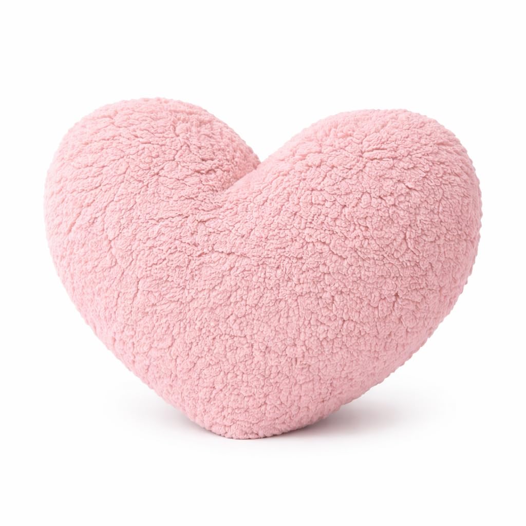 EVOLIVE Heart-Shaped Sherpa Pillow 15"x17" Soft Plush Cushion (Lavender)