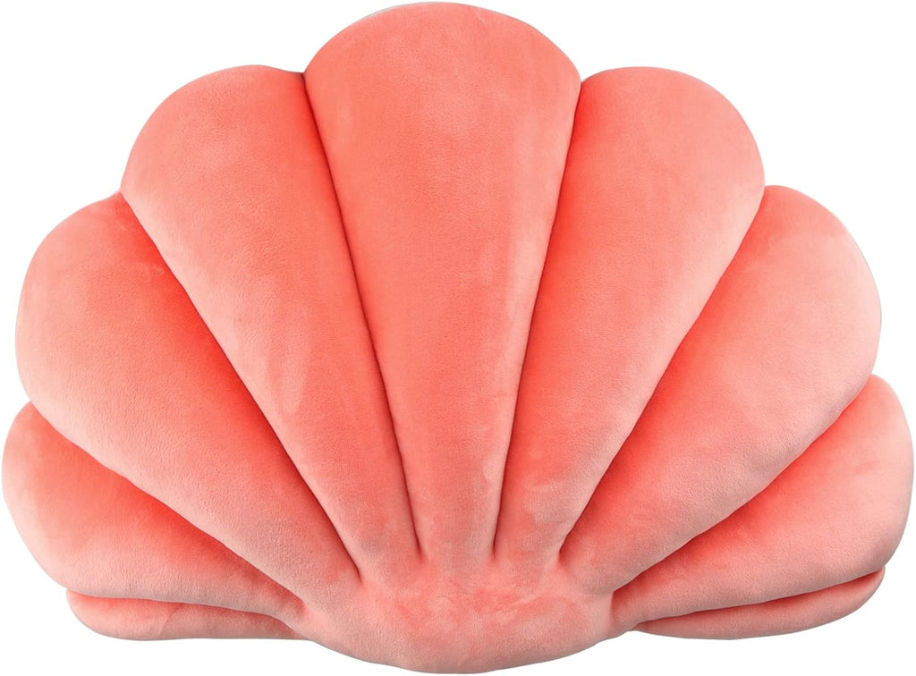 Yi-gog Seashell Pillow Sea Shaped Decorative Princess Throw Pillow 3D Velvet Soft Ocean Cute Throw Pillows for Bed Couch Chair Sofa Room 13.4 X 9.8 inch