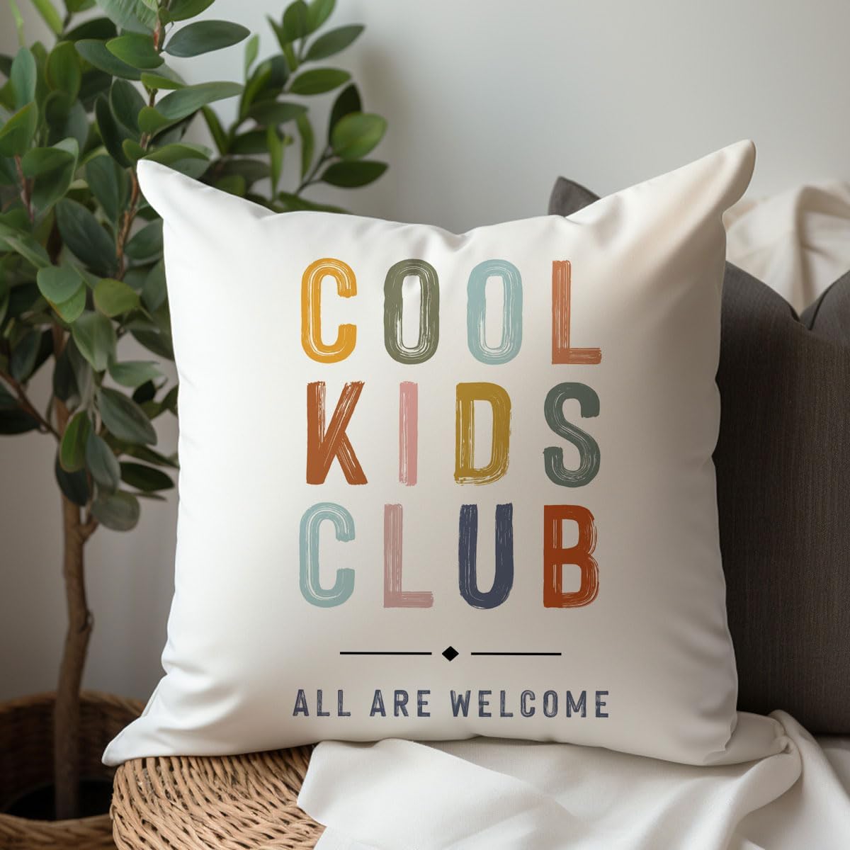 18x18 Inches Plush Kids Room Decor Pillow Cover, Boho Pattern, Invisible Zipper, Classroom & Playroom Decor