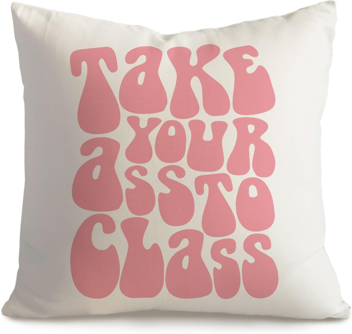 Take Your Ass to Class Funny Dorm Pillow Cover, College Move-in Gift for Daughter from Parents, Double-Sided Velvet Cushion Case for Dorm Room or Student Apartment, Cover Only
