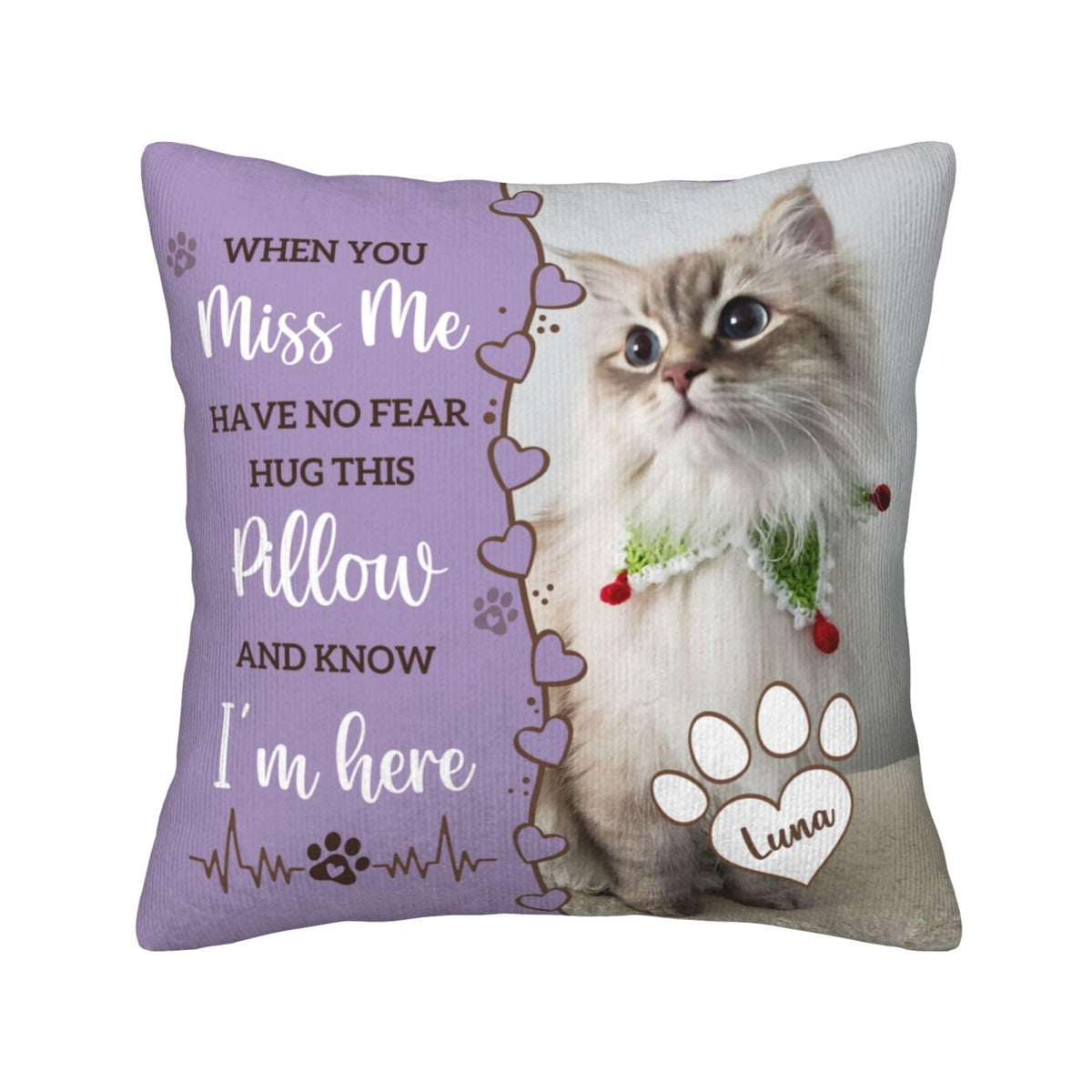 Personalized Pet Memorial Throw Pillow with Photo,Dog/Cat Loss Sympathy Gift,Pet Loss Bereavement Remembrance Gifts,Custom Pillowcase with Picture Two-Sided Design (Cream)