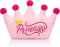 Sliner Crown Shaped Throw Pillow 16'' x 15'' Pink Plush Crown Princess Throw Pillow Fluffy Decorative Soft Pillows Sofa Bed Back Cushion for Home Bedroom Decor