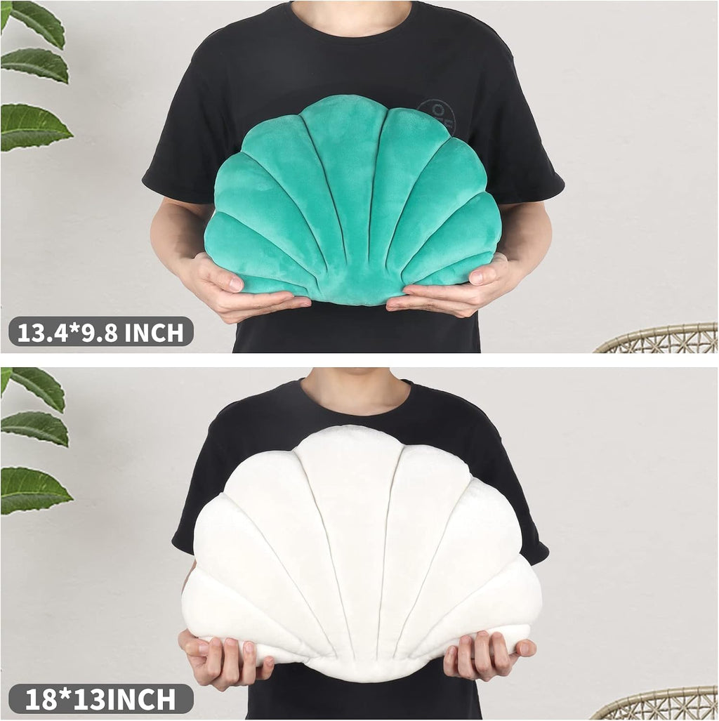Yi-gog Seashell Pillow Sea Shaped Decorative Princess Throw Pillow 3D Velvet Soft Ocean Cute Throw Pillows for Bed Couch Chair Sofa Room 13.4 X 9.8 inch