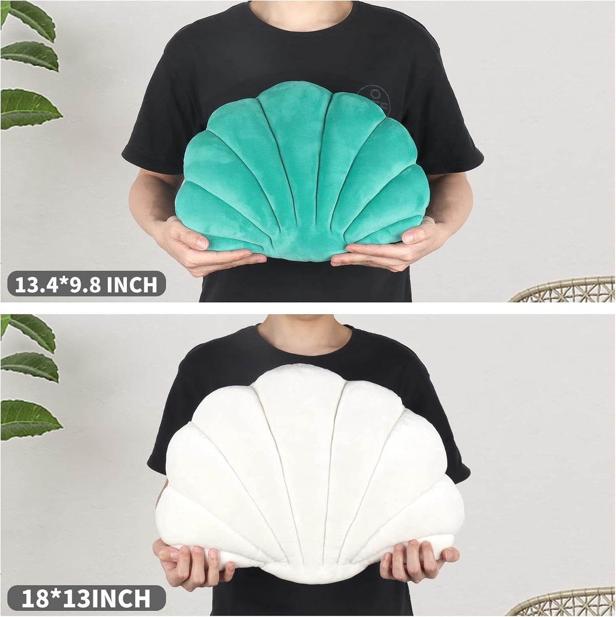 Yi-gog Seashell Pillow Sea Shaped Decorative Princess Throw Pillow 3D Velvet Soft Ocean Cute Throw Pillows for Bed Couch Chair Sofa Room 13.4 X 9.8 inch