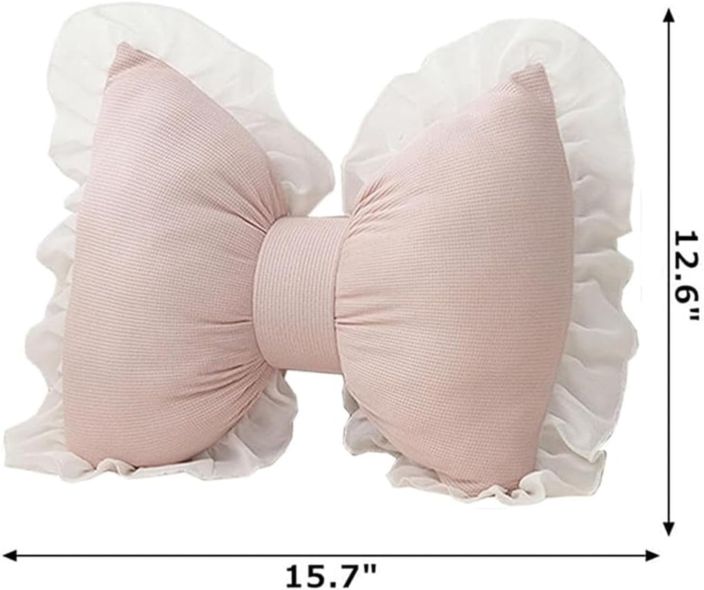 Cute Bow Shaped Pillows Bow Lace Pillow Lumbar Pillow Home Decorative Bowknot Throw Pillow Cushion for Sofa Couch Bed Living Room Bedroom