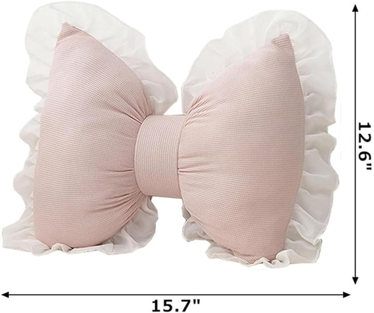 Cute Bow Shaped Pillows Bow Lace Pillow Lumbar Pillow Home Decorative Bowknot Throw Pillow Cushion for Sofa Couch Bed Living Room Bedroom