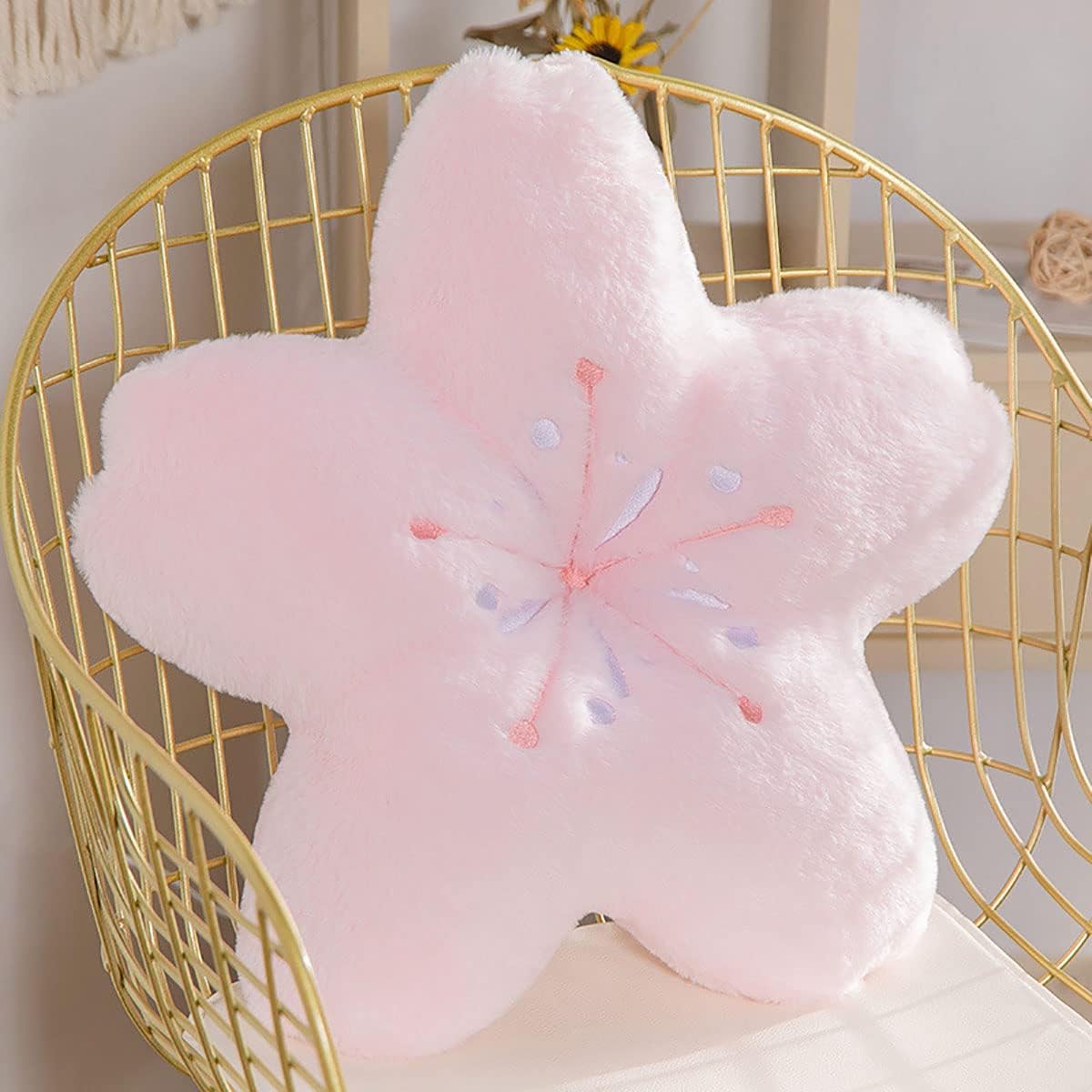 Cute Cherry Blossom Decorative Plush Pillow for Bedroom Balcony Living Room Sofa Chair car Cushion (Pink) (17.7 * 17.7, Pink)