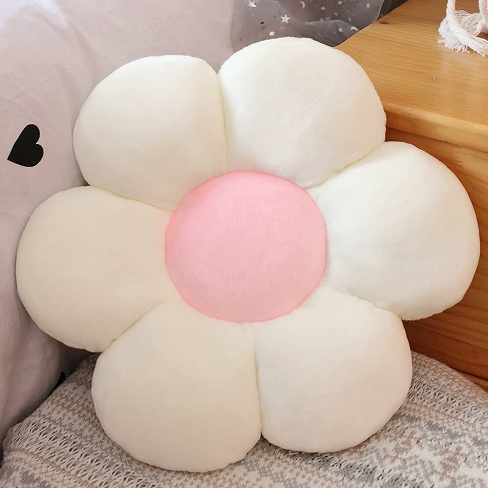 lannery Flower Plush Throw Pillows, Flower Floor Pillow Seating Cushion Toy for Reading, Room, Watching TV (11.8", Yellow-2)