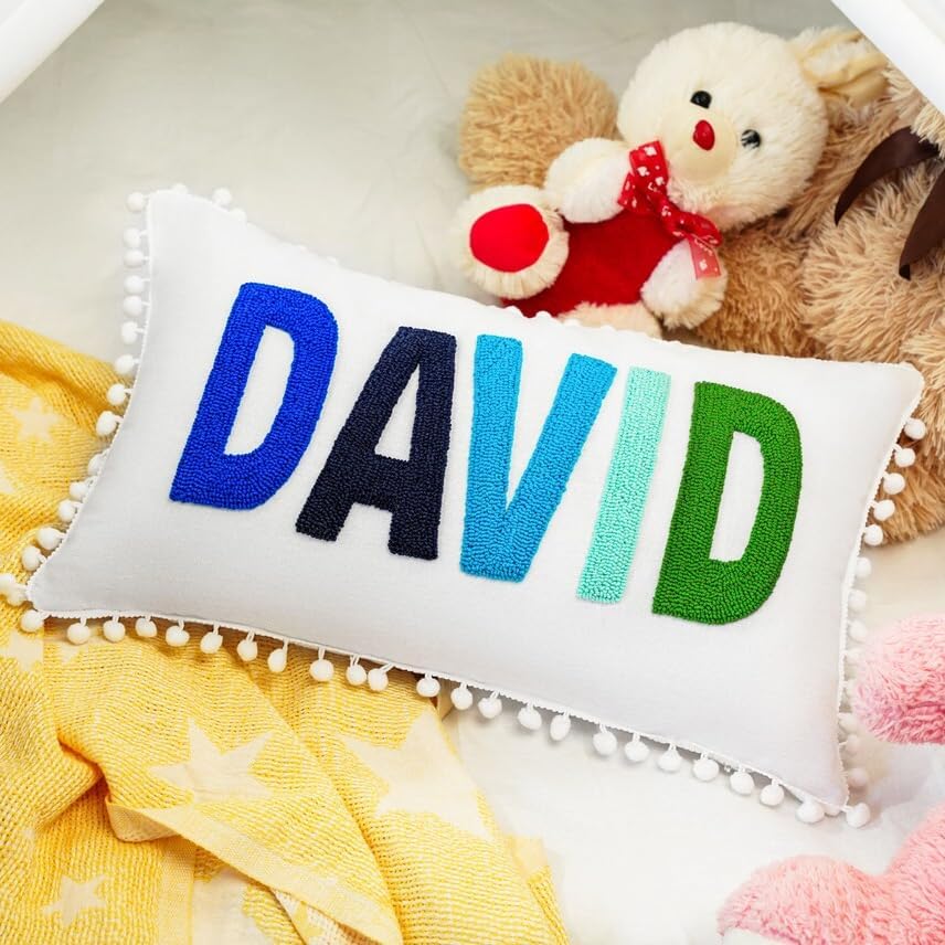 mia'spillow lab Personalized Embroidered Name Pillow for Toddler or Baby – Handmade Monogram Cushion – Custom Nursery Gift for Birthday or Baby Shower – Multiple Sizes & Colors Available