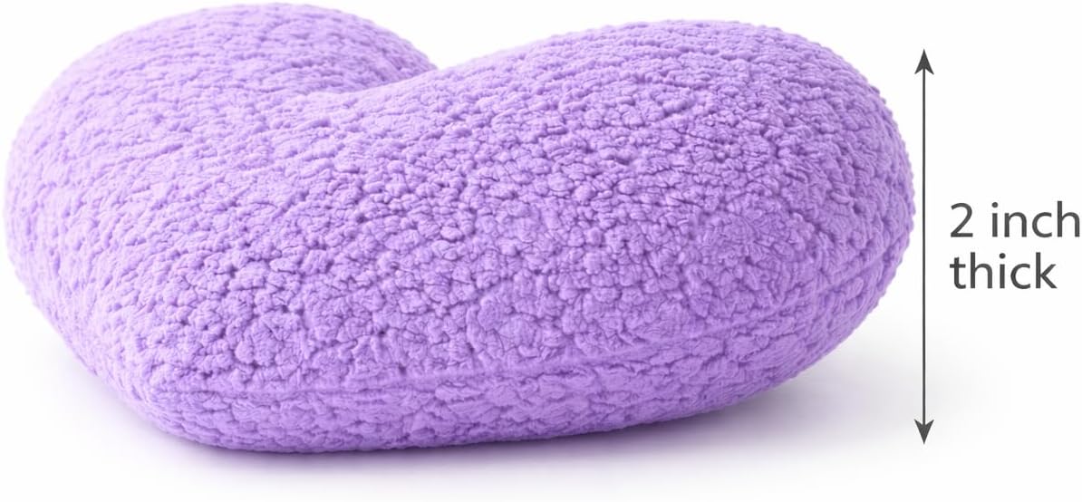 EVOLIVE Heart-Shaped Sherpa Pillow 15"x17" Soft Plush Cushion (Lavender)
