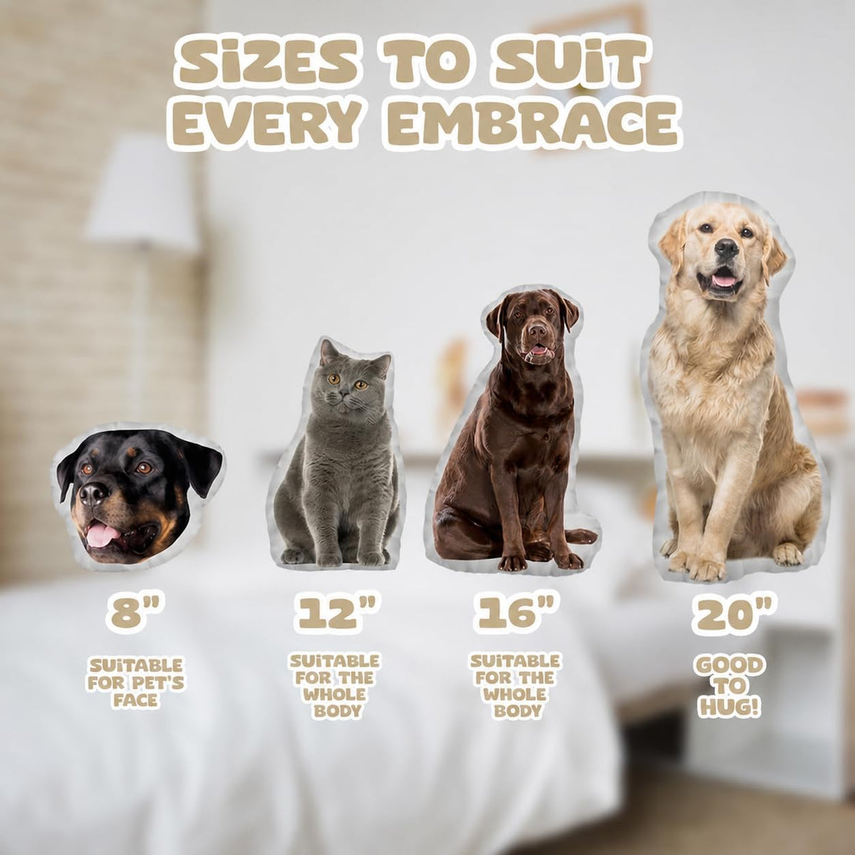 Custom Pet Pillow with Photo - Personalized Face Dog Cat Shaped Pillow - Personlized Pet Memorial Gifts for Loss of Dogs - Birthday Gift for Pets Lover - White Elephant Gift for Mom Dad