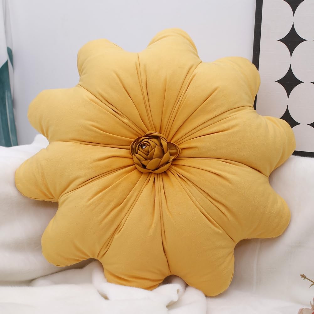 15.7 Inches Round Throw Pillows Velvet Flower Chair Cushion for Couch Sofa Chair Bed Home Decoration