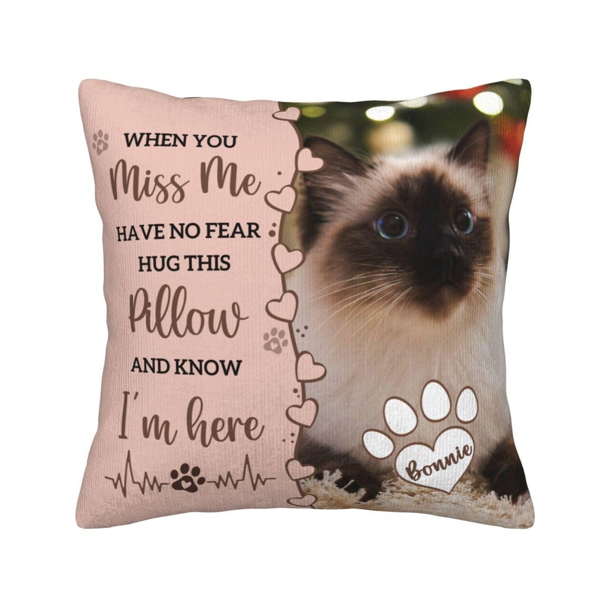 Personalized Pet Memorial Throw Pillow with Photo,Dog/Cat Loss Sympathy Gift,Pet Loss Bereavement Remembrance Gifts,Custom Pillowcase with Picture Two-Sided Design (Cream)