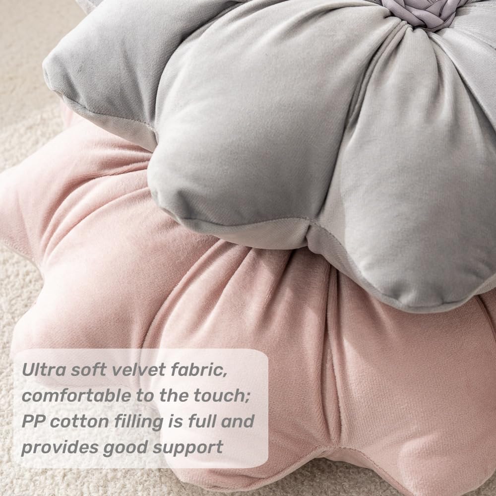 15.7 Inches Round Throw Pillows Velvet Flower Chair Cushion for Couch Sofa Chair Bed Home Decoration