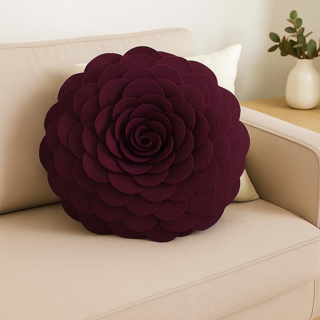 Fennco Styles Eva's Flower Garden Decorative Filled Throw Pillow 13" Round - Floral Accent Pillow for Home, Couch, Bed, Living Room, Holiday and Office Décor (Ivory)