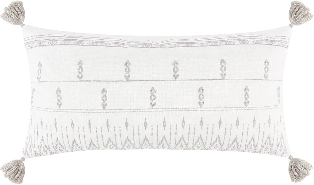 Levtex Home - Adare Taupe - Decorative Pillow (12 x 24in.) - Floral - Taupe, Grey and Cream