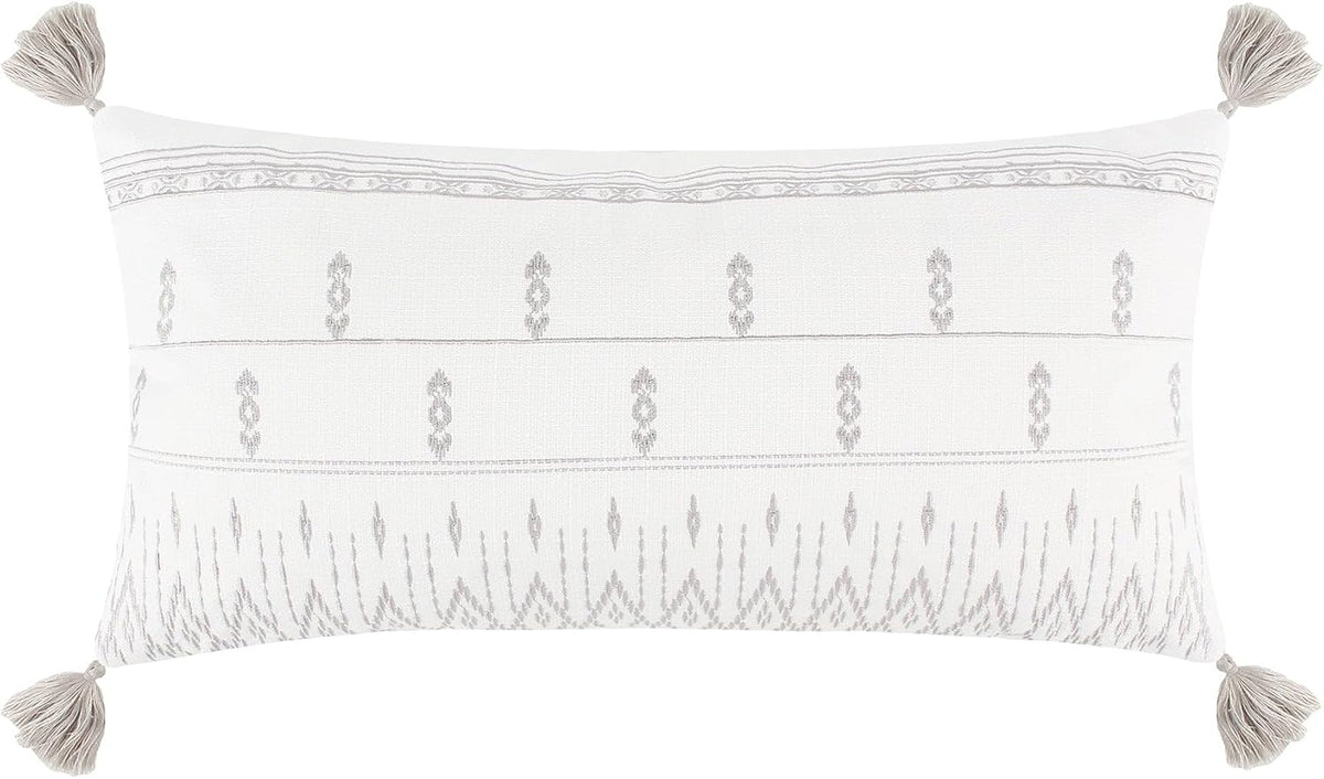 Levtex Home - Adare Taupe - Decorative Pillow (12 x 24in.) - Floral - Taupe, Grey and Cream