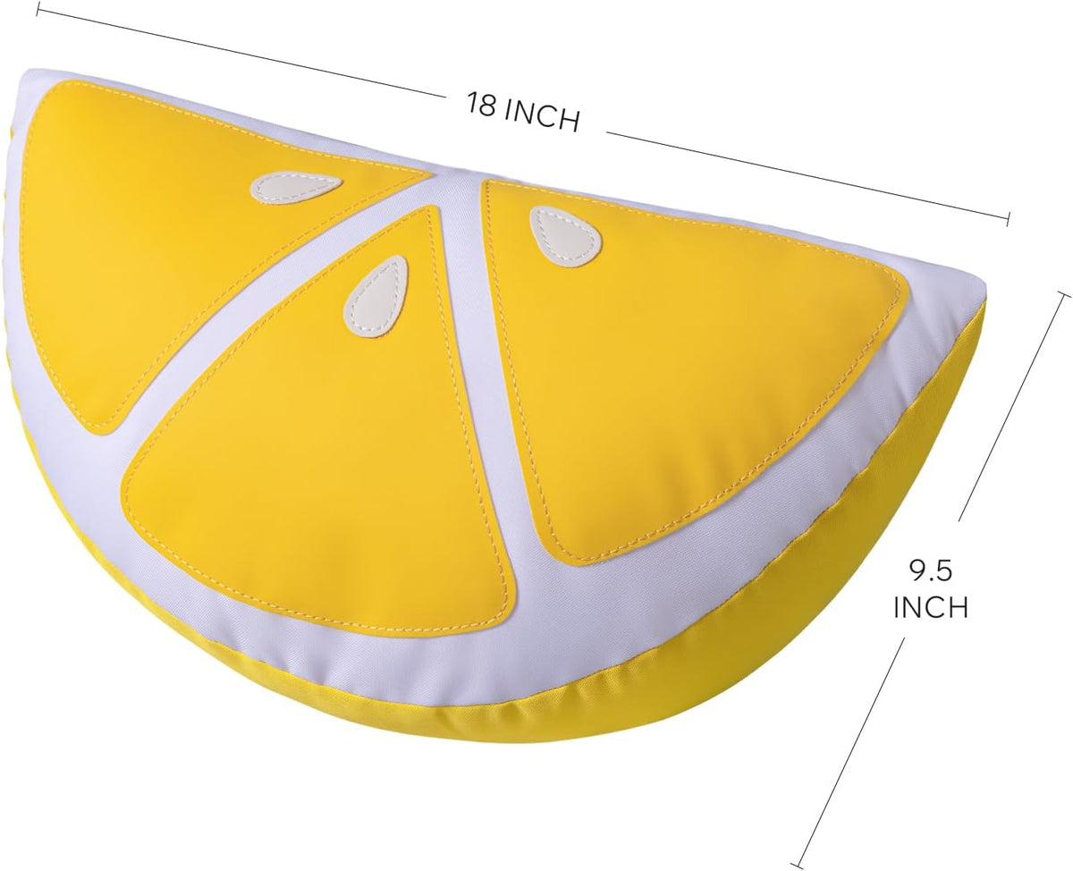 Phantoscope Fruit Outdoor Shaped Pillow Series Lemon Wedge Shaped Waterproof Outdoor Throw Pillow with Leather Decorative, Cushions for Fun Home Decor for Patio, Pool, Yellow, 9.5 x 18 inches