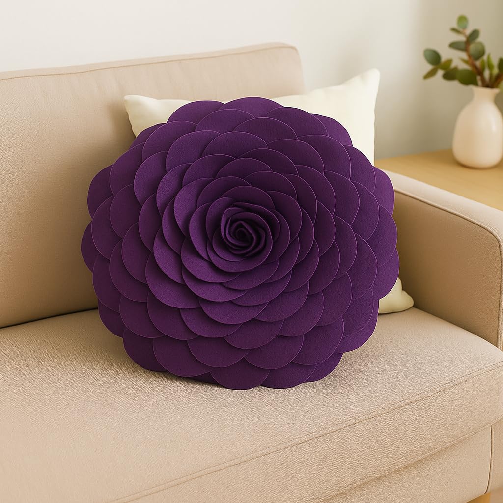 Fennco Styles Eva's Flower Garden Decorative Filled Throw Pillow 13" Round - Floral Accent Pillow for Home, Couch, Bed, Living Room, Holiday and Office Décor (Ivory)