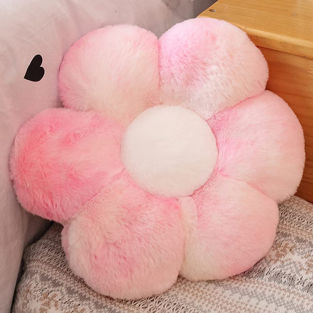 lannery Flower Plush Throw Pillows, Flower Floor Pillow Seating Cushion Toy for Reading, Room, Watching TV (11.8", Yellow-2)