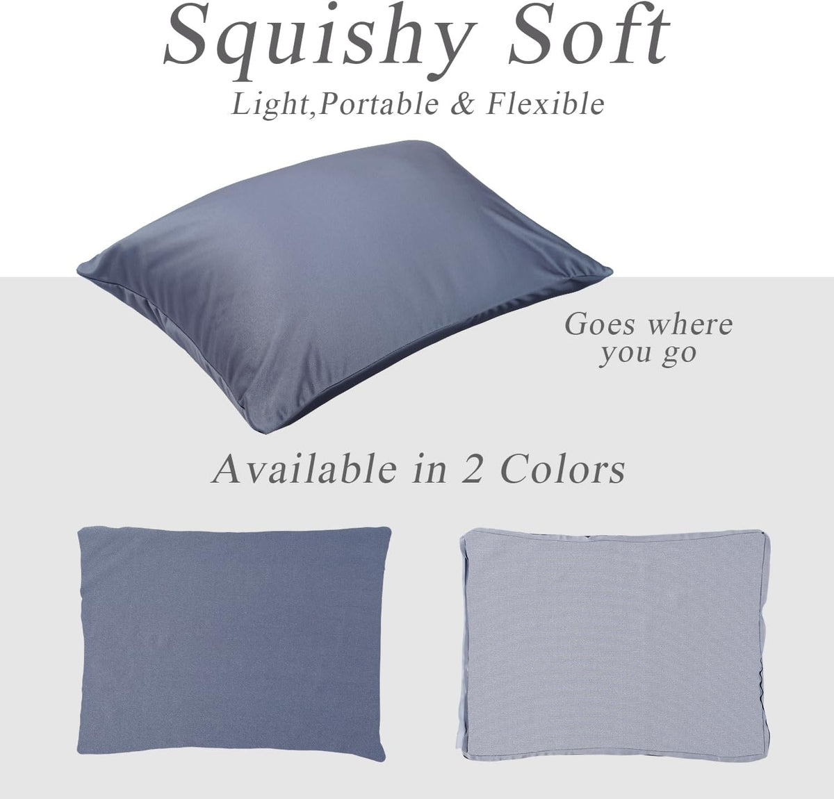 Microbead Throw Pillow with Removable Cover Bed Body Microbead Pillow Neck Head Back Support, Spandex Soft Silky Fabric for Sleeping and Travel Sofa Bedroom Comfortable (Space Gray)