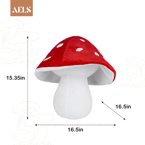 AELS 15.35 Inches Mushroom Pillow, Cute 3D Polka Dot Mushroom Plush, Decorative Throw Pillow for Lover Sofa Couch Living Room Bedroom Decor, Red