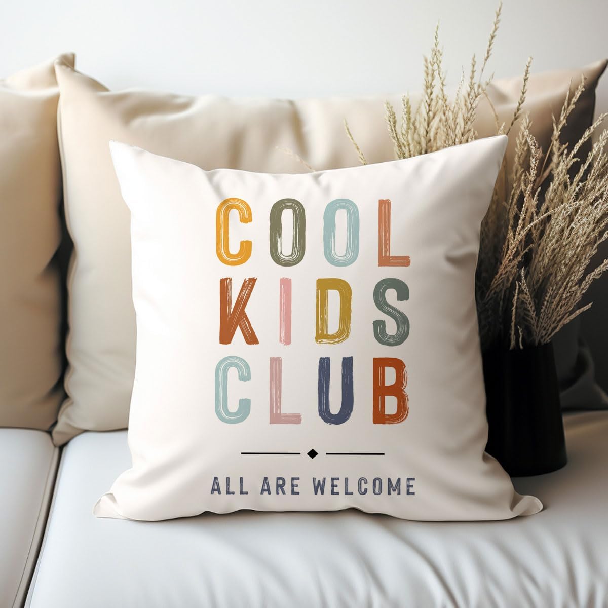 18x18 Inches Plush Kids Room Decor Pillow Cover, Boho Pattern, Invisible Zipper, Classroom & Playroom Decor
