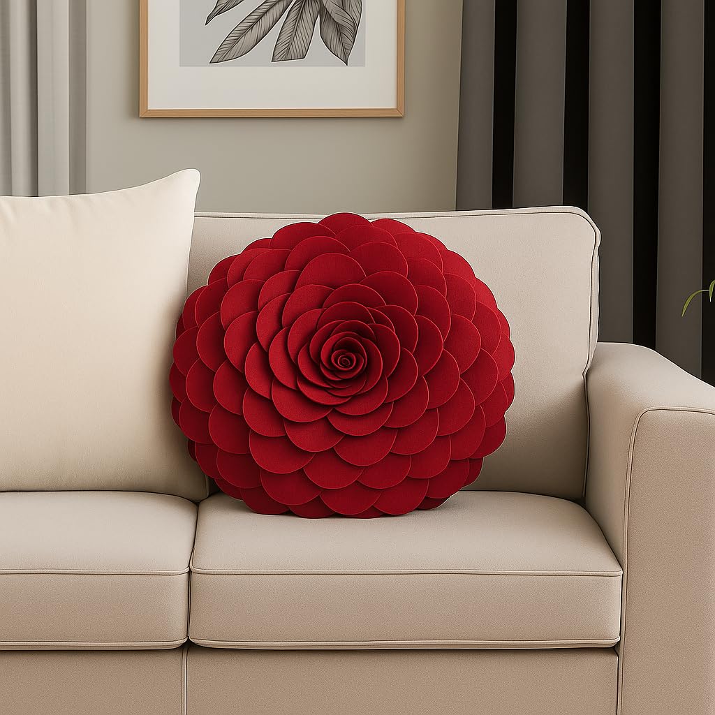 Fennco Styles Eva's Flower Garden Decorative Filled Throw Pillow 13" Round - Floral Accent Pillow for Home, Couch, Bed, Living Room, Holiday and Office Décor (Ivory)