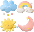 AceOrbit 4 Pcs Cloud Rainbow Moon Sun Pillow 17" Soft Plush Pillow Cute Stuffed Throw Cushion Decorative Creative Cushion for Home Decor Gift Room Reading Nook Decorations