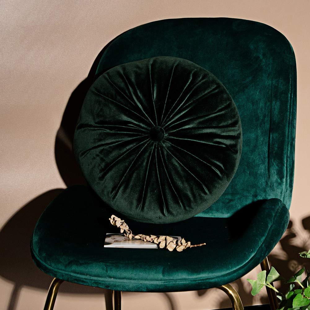vctops Round Velvet Solid Color Chair Cushion Pumpkin Pleated Throw Pillow Home Decorative Floor Pillow Diameter 15" Gold Yellow