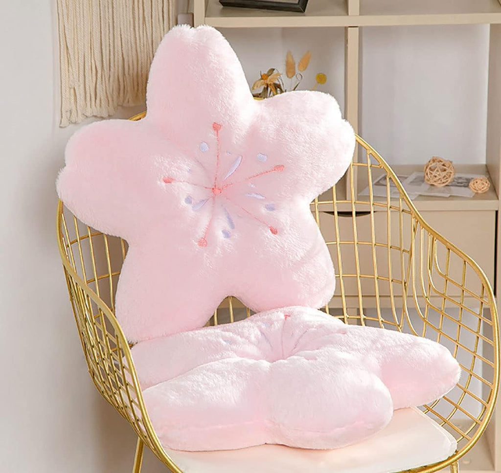 Cute Cherry Blossom Decorative Plush Pillow for Bedroom Balcony Living Room Sofa Chair car Cushion (Pink) (17.7 * 17.7, Pink)