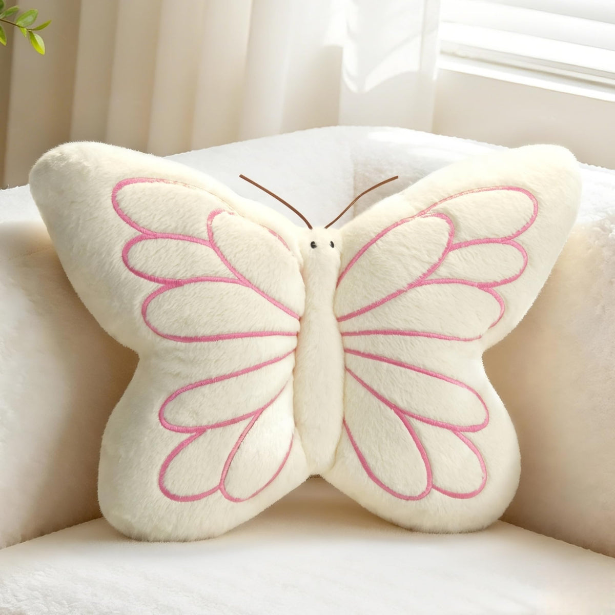 FALAX Yellow Butterfly Shaped Pillow 16.9" Plush Decorative Throw Pillows