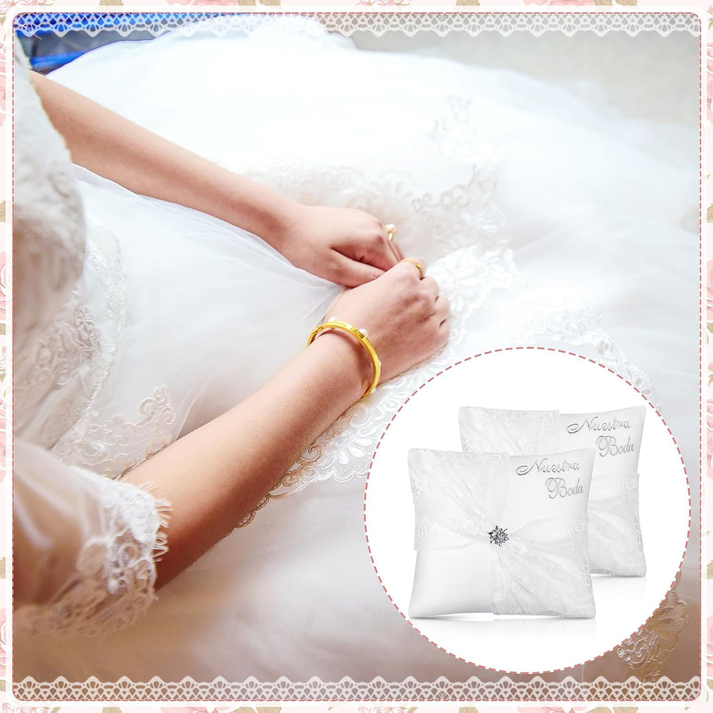 SmoothNovelty 2 Set Wedding Kneeling Pillows 17x15 Inch Nuestra Boda Satin