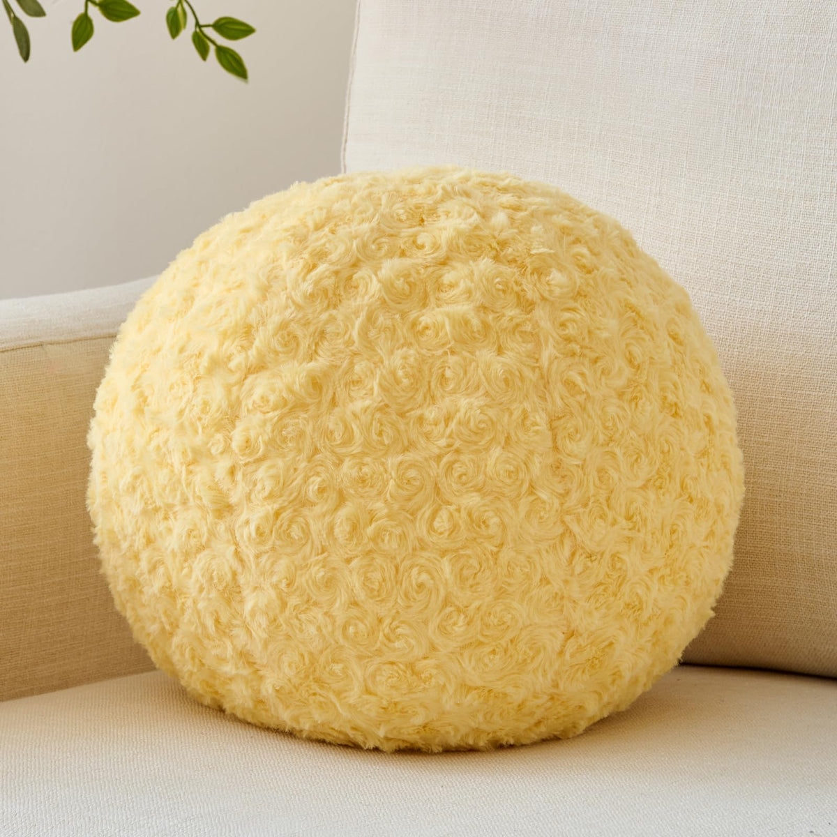 Ball Pillow, Decorative Round Pillow for Couch n, Circle Throw Pillows, Perfect Ball Pillows for Couch, Stylish Decorative Pillows, Versatile Round Throw Pillow (White, Mini-8.6 Inches)