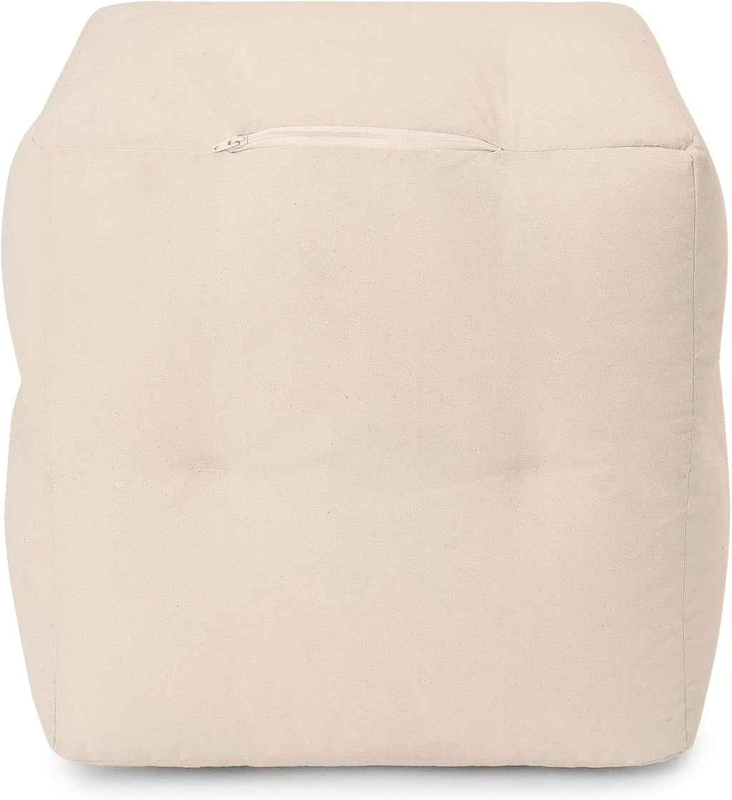 REDEARTH · Pouf Filler Ottoman Textured Boho Storage Cube Poof Decorative Pouffe Farmhouse Footrest Accent Footrest - Living Room Bedroom Nursery; 100% Cotton (17"X17"X17", Natural)