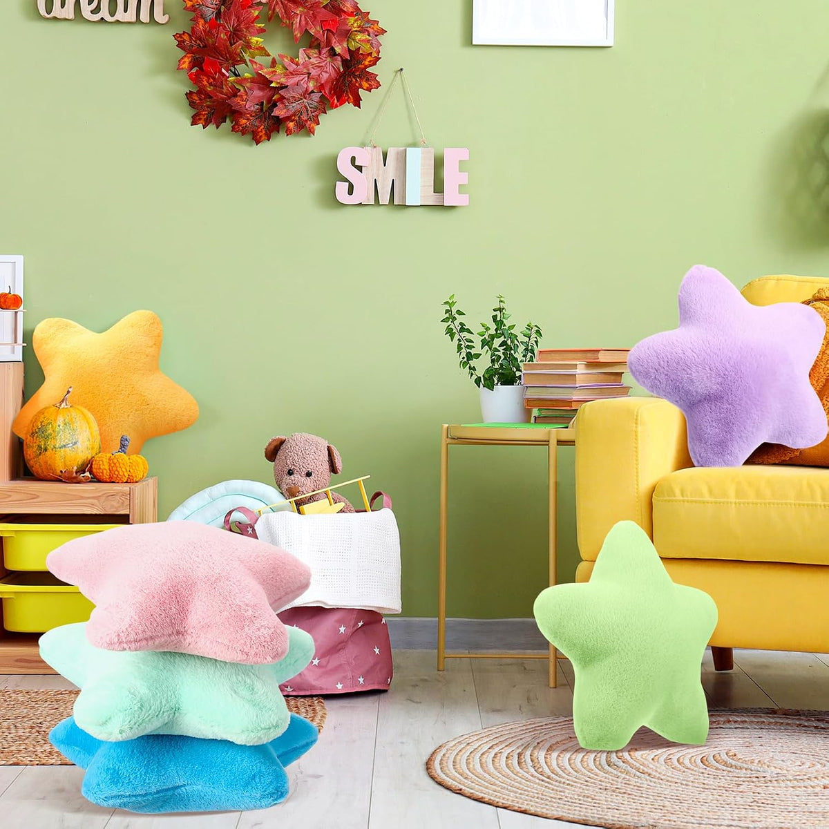 Beeveer 8 Pack Star Shaped Throw Pillow Plush Bulk Decorations, Cute