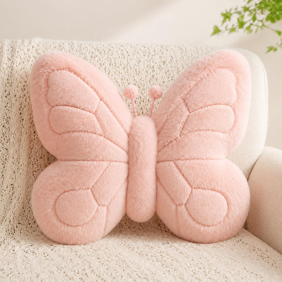 CANGHI Butterfly Pillow,Butterfly Throw Pillow,Pink 15"x18" Plush Cushion