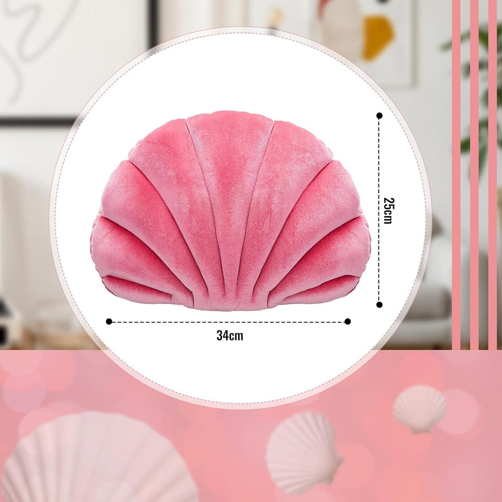 Marsui Seashell Decorative Pillow, Pink Shell Shaped Throw Pillow, 14 Inch