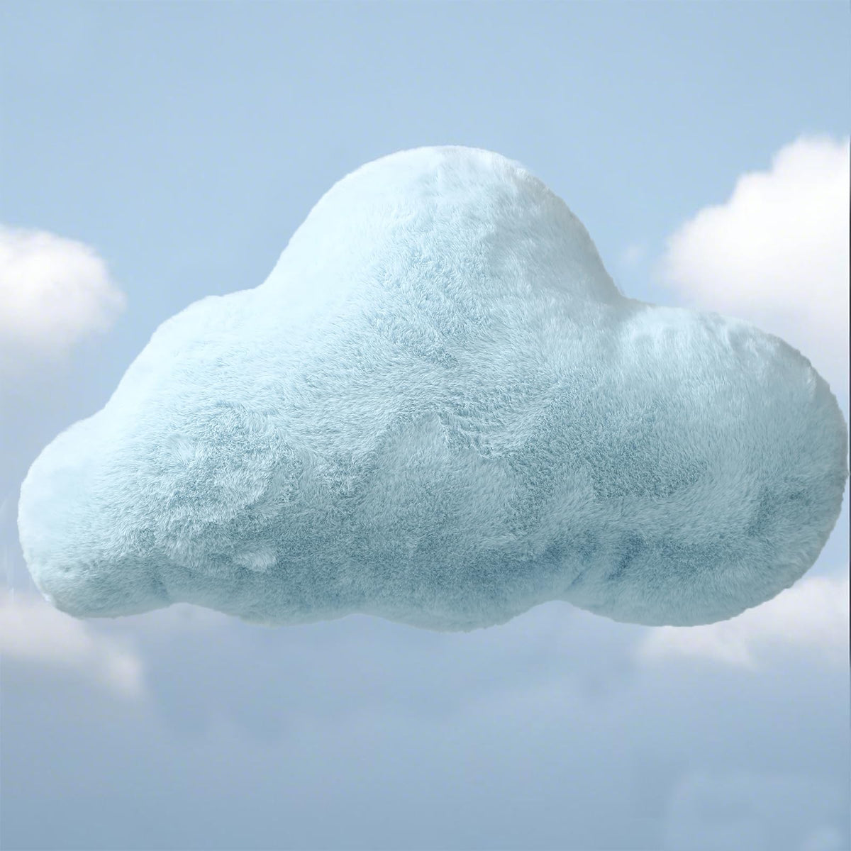 YRXRUS Cloud Pillows, White Cloud Shaped Pillow, Decorative Throw Pillow Gifts, Cute Plush Room Decor, Fluffy Faux Rabbit Fur 9.5"x16" Pillows for Living Bedroom Kids Room