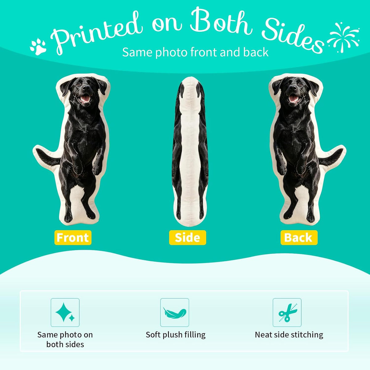 Custom Pet Pillow with Picture, Personalized Dog Cat Face Pillow