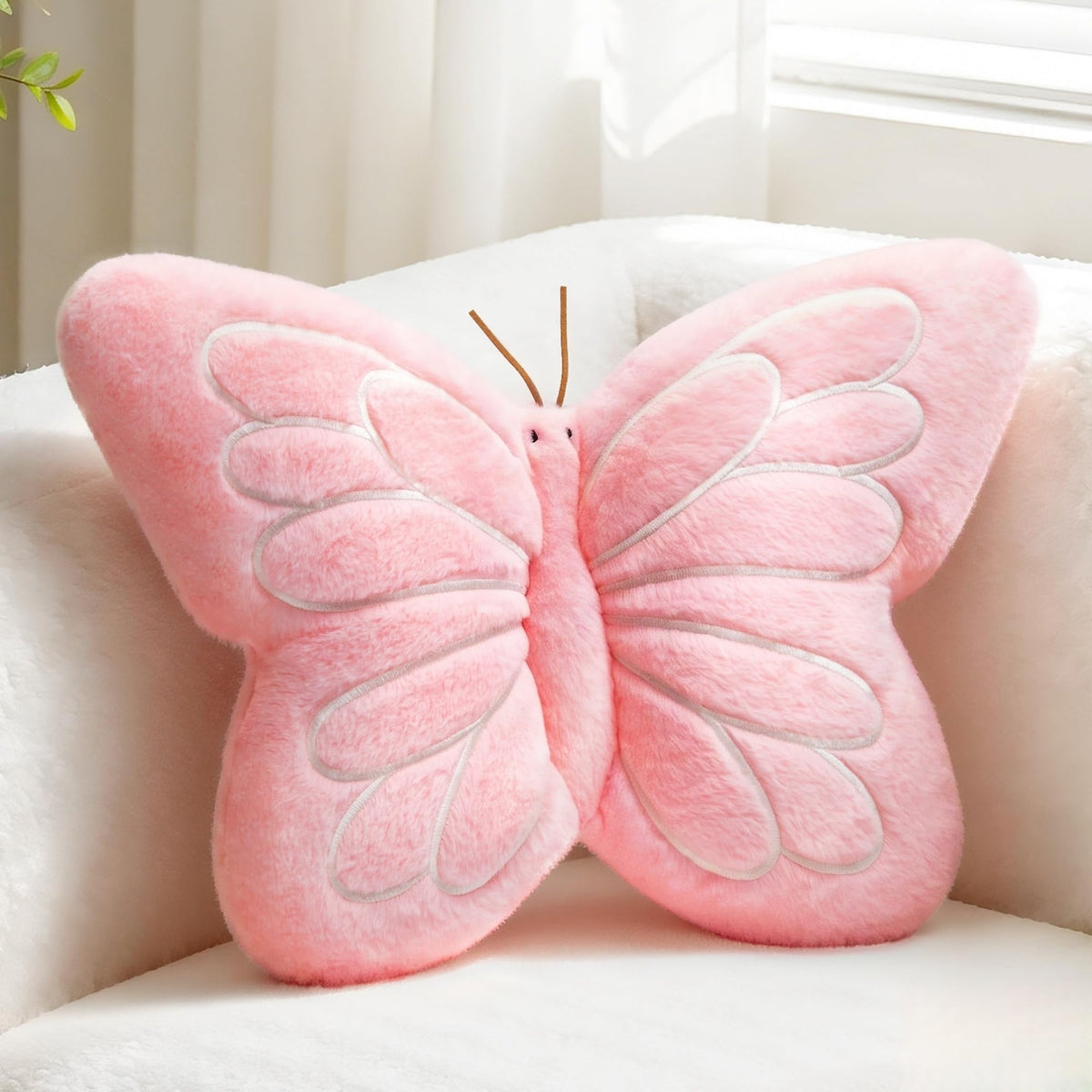 FALAX Yellow Butterfly Shaped Pillow 16.9" Plush Decorative Throw Pillows