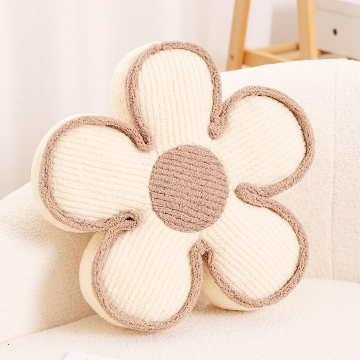 Kcvvcr Soft Flower Shaped Floor Cushion, Plush Decorative Throw Pillow, Cute Seating Cushion, Room Decor Pillow for Sofa Couch Bed (13.7 Inch, Black)