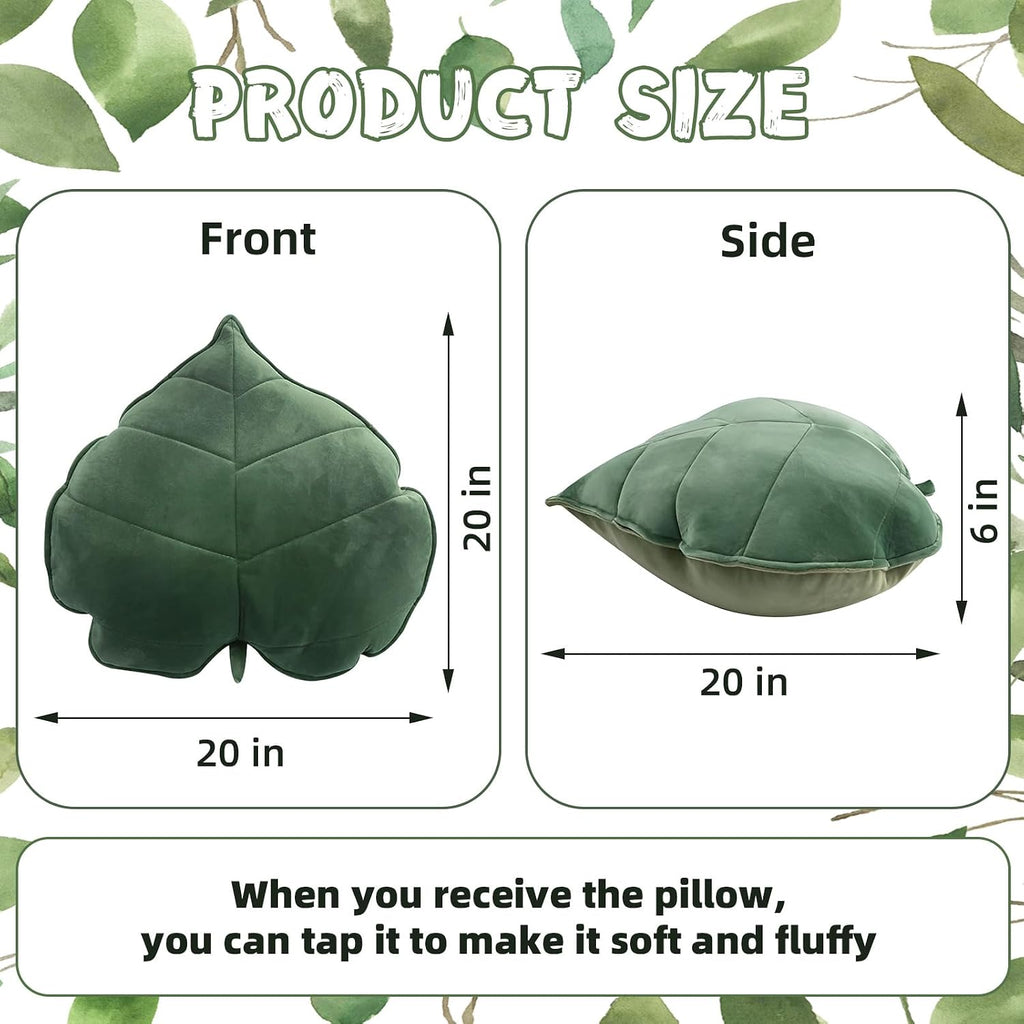 Teieas Leaf Throw Pillows Cute Novelty Plant Plush Cushion Backrest Pillow
